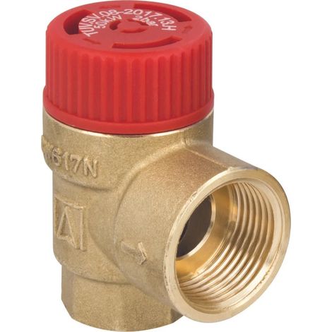 Soupape de sécurité MS 3/4 pouce x 1 pouce, 3 bars pour systèmes de chauffage central (1/2)