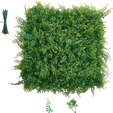 Mophorn Künstliche Hecke 50x50 cm 12-teiliges Set, Pflanzenwand aus PE, Sichtschutzzaun, Windschutz, Kunsthecke, Balkonverkleidung für Hochzeiten, Gärten und Hinterhöfe (1/5)
