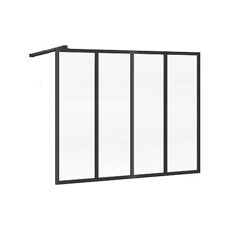 Vente-Unique – Pare muret noir mat 120 x 100 cm – Verre trempé 5 mm – Barre de stabilisation ajustable 71-120 cm – Installation réversible