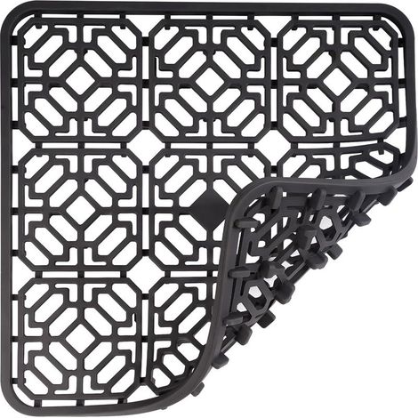 Tapis de protection en silicone pour évier 30x30 cm, adapté aux plans de travail de cuisine, résistant à la chaleur et antidérapant (gris foncé)