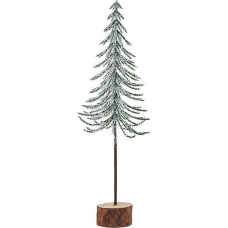 Small Snowy Spindle Tree in Wood Log - Plastic - Height 25 cm - Brown