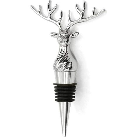 Flaschenverschluss in Hirschkopfform (Silber) – Wiederverwendbarer Weinverschluss, Weinkonservierer, Champagnerverschluss für Weihnachten, luftdicht zum Verschließen geöffneter Weine (1/5)