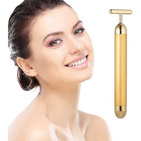 instrument De Massage Facial Golden Pulse 24k, Outil De Massage Facial Avec Logo Lectrique En Forme De T, Adapt Pour Soulever Et Raffermir La Peau