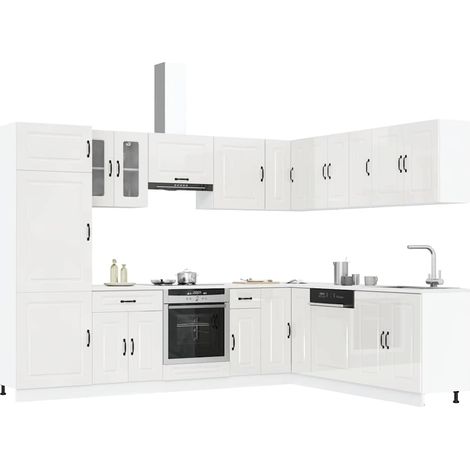 Mueble cocina Kalmar blanco brillo 14 pzas madera contrachapada vidaXL (1/5)