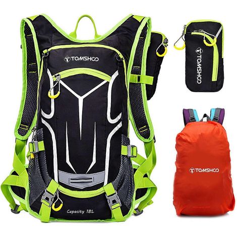 Wanderrucksack 18L, wasserabweisend, mit Regenhülle und abnehmbarem Helmnetz für Trinkblase