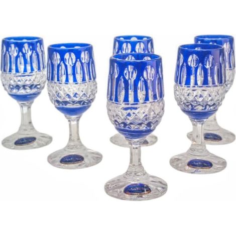 Copas de vodka de cristal cobalto de 25 ml, estilo francés
