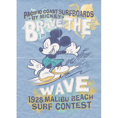 Papier peint panoramique vintage & retro Mickey Brave la Vague (1/5)