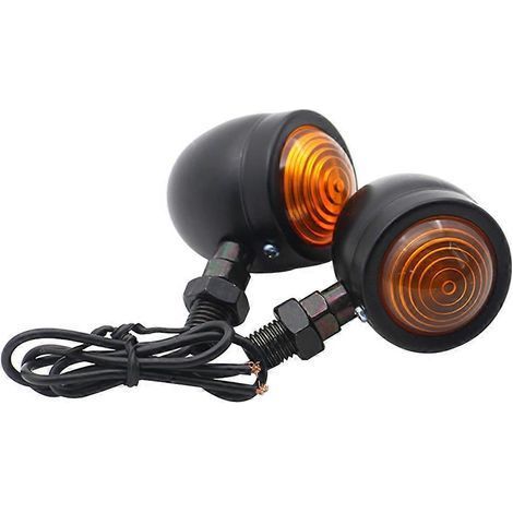 Lot de 2 clignotants moto étanches IP66, lentille ambre, style rétro, 12 V