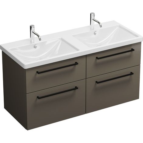 Vasque en céramique Burg Eqio + vasque en mélamine 645 x 1230 x 490 mm gris brillant GR0234