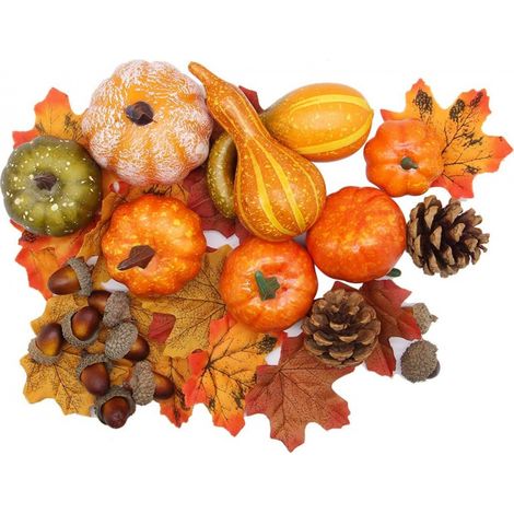 166 Pièces Décorations Automnales Citrouilles, Courges, Feuilles, Glands Idéale pour Thanksgiving et Décoration Maison (1/5)