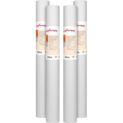 Adfors – Voile de rénovation cellulose lisse 120 g/m² – Lot de 4 rouleaux 25 m x 1 m – Résistance aux chocs – Perméable à la vapeur d'eau