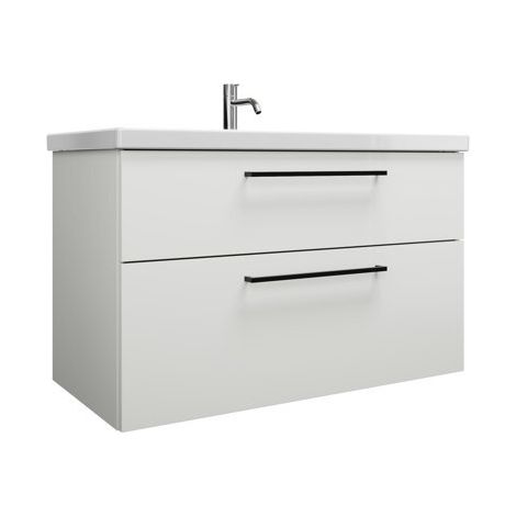 Vasque en céramique Burg Eqio + meuble sous-vasque, blanc brillant/blanc alpin GR0234
