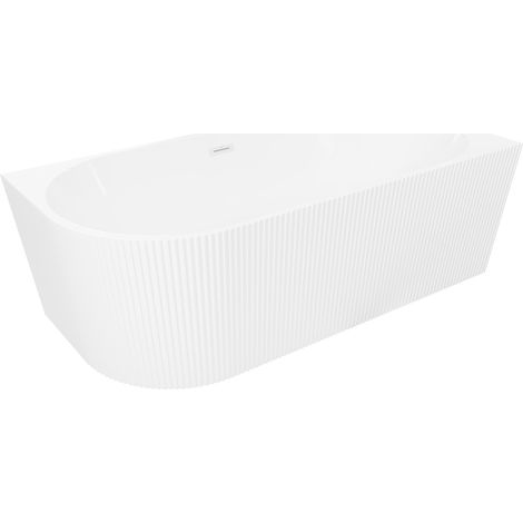 Mexen Silo vasca da bagno freestanding angolare destra scanalata 170 x 80 cm, bianca, troppopieno bianco - 52891708000P-20 (1/5)