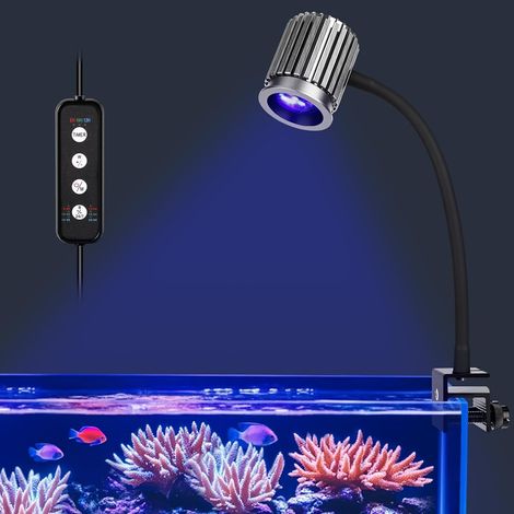 Eclairage d'aquarium, Eclairage LED plein-spectre d'aquarium, 10 niveaux de luminosité réglables,22W 24/7mode d'éclairage par tous les temps, avec support rétractable pour aquariums de taille 45-60cm