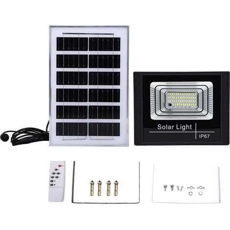 Projecteur solaire LED étanche IP67 avec détecteur crépusculaire automatique, idéal pour l'éclairage de sécurité extérieur (jardin, terrasse, balcon, garage). (1/5)