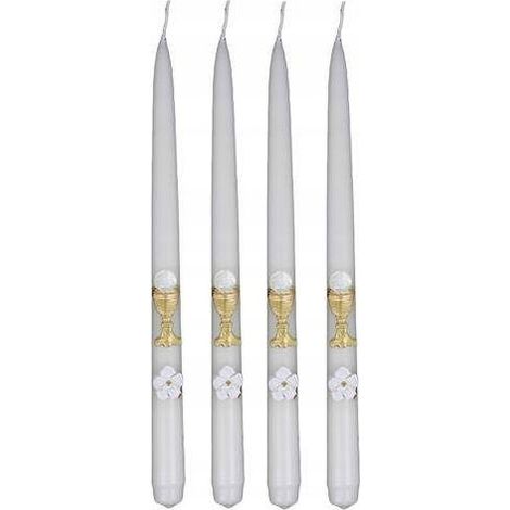 Emilia Candle Communion Applied White, 4 Stück, 1 Packung.