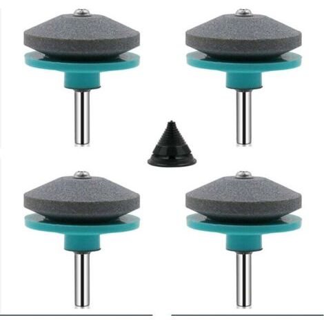 Pair Aiguiseur de lames de tondeuse universel, 4 pièces, accessoires pour tondeuse avec 1 kit d'équilibrage de lames (vert et bleu) (1/4)
