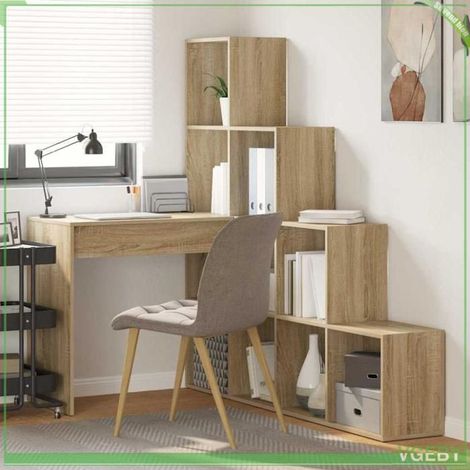 Bureau d'angle - 3337243 - Chêne sonoma - Bois d'ingénierie - Avec étagère (1/5)