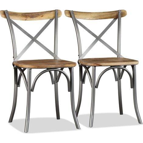 Maison Exclusive - Sedie da Pranzo 6 pz Legno Massello di Mango Schienale Acciaio