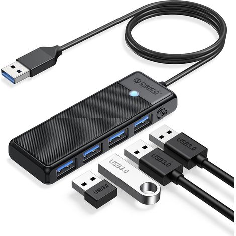 USB Hub 3.0, 4 Ports Distributeur USB avec Câble Long de 100CM, Ultra Slim Type A Data Hub 5Gbps, Adaptateur Multiport pour MacBook, Disque Dur Mobile, Surface Pro, XPS, PS4/PS5, PC (1/5)
