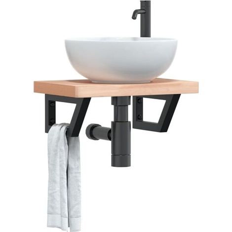 vidaXL Waschbeckenablagehalterungen, 2 Stück, schwarz, trapezförmig, Stahl (1/5)