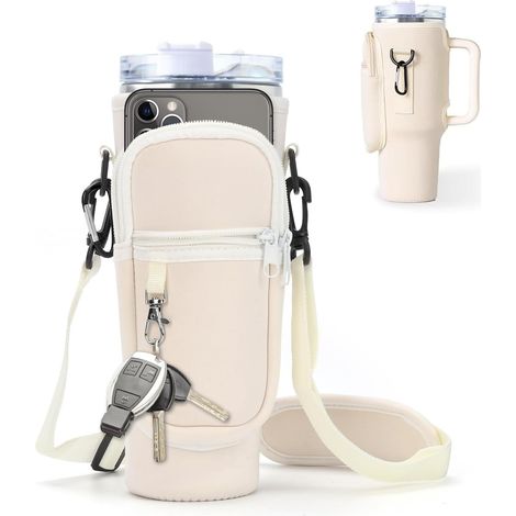Sac pour Coupe Stanley 40oz, sac de transport pour accessoires de Coupe Stanley avec poche pour téléphone portable, porte-clés, boucle d'alpinisme, sac pour bouteille, bandoulière réglable (1/5)
