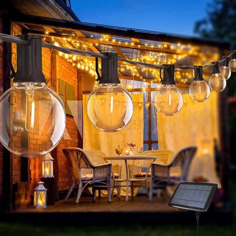 Illuminazione per esterni, luci natalizie, illuminazione da giardino, catena luminosa G40, lunga 7,6 metri, 25 LED (220V in plastica). (1/2)