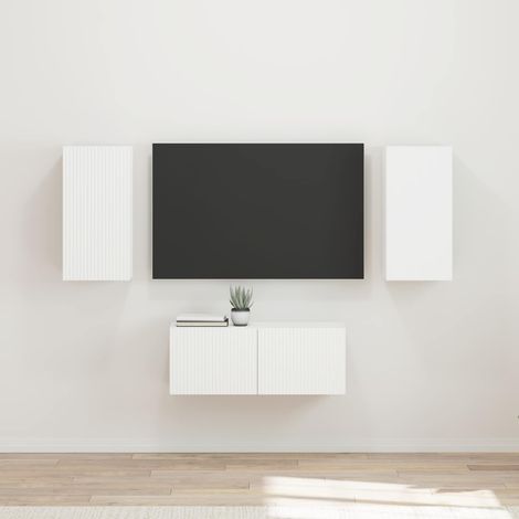 TV-Schrankset Wandmontiert 6 pcs Weiß Holzwerkstoff
