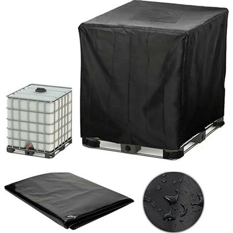 Housse pour tonneau de pluie (120x100x116 cm), pour les citernes pluviales extérieures, housse anti-UV, housse anti-poussière, housse pour citernes pluviales (1/4)