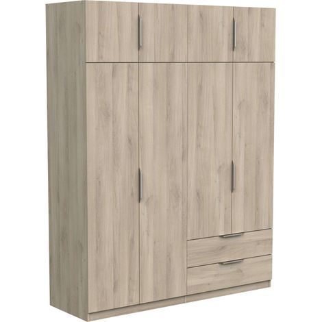 Armario Grande Dormitorio Ghost 8 Puertas y 2 Cajones Blanco Mate o Roble Kronberg o en Blanco y Roble 203x158x51 cm (1/5)