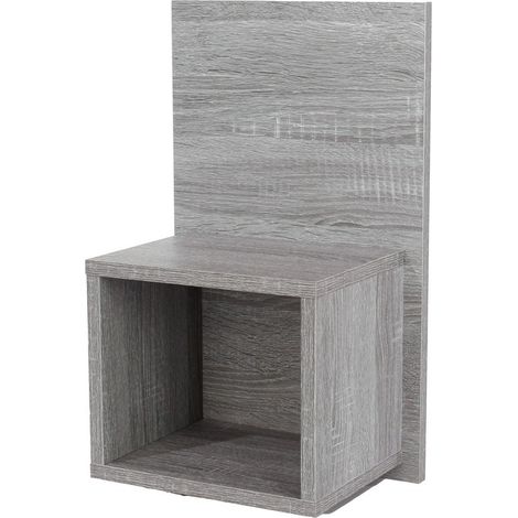 Multi Pack of 2 - Kelly Wall-Hanging Open Compact Bedside Tables - Metal - L50 x W30 x H21.3 cm - Grey Oak Effect - Flat Packed