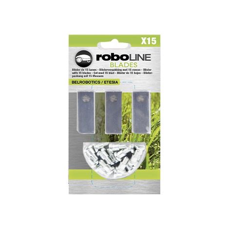 Kit De 15 Lames + Vis D'origine Pour Robots Belrobotics - Etesia Modèles Big Mow, Green Mow, Parc Mow, Etm44, Etm65, Etm105. Re