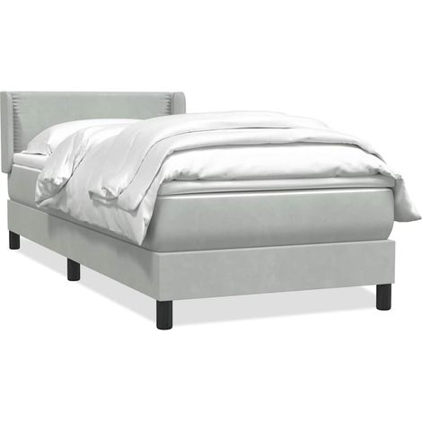 Maison Exclusive - Sommier à lattes de lit et matelas gris clair 90x210 cm velours (1/5)