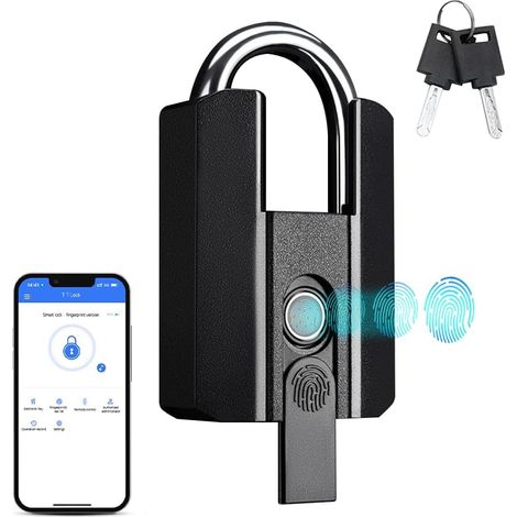 cadenas avec clé rechargeable USB, déverrouillage par application de secours et clé rechargeable. (1/5)