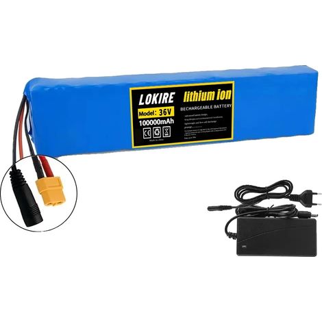 Batterie lithium-ion, capacité 100Ah, tension 36V, Chargeur XT60-DC (1/2)