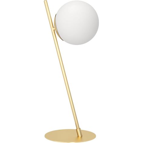 EGLO Tischlampe Rondo 4, elegante Nachttischlampe, Tischleuchte aus Metall in Messing und Glas in Opal-matt, Tisch-Lampe für Wohnzimmer und Schlafzimmer, E27 Fassung (1/5)