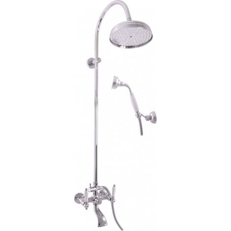 Colonne de douche rétro MORAVA en laiton chromé avec douchette H 150cm