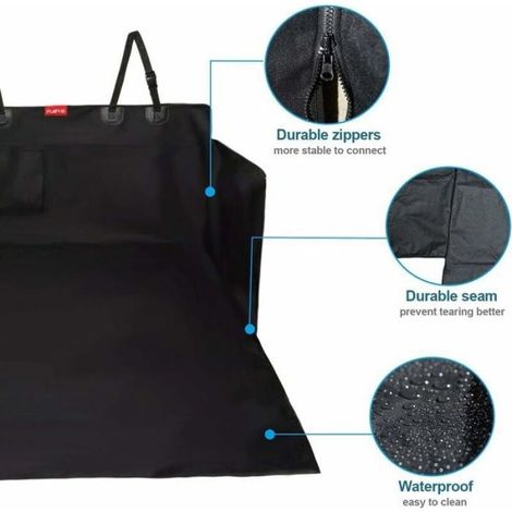 Housse de protection pour coffre de voiture pour chien, imperméable et antidrapante, avec protection latérale, dimensions 185 x 105 cm (1/5)
