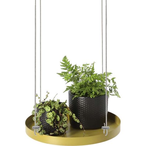 Support à plantes rond à suspendre doré Diamètre de 24 cm (1/4)