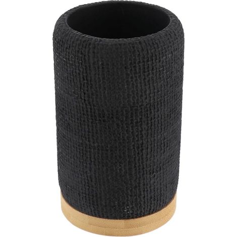 Bicchiere rotondo in poliresina con rete ed effetto bambù - nero - Tendance