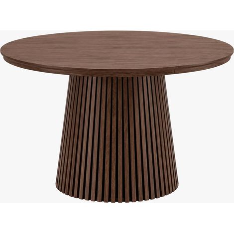 ADRIEN Table à manger ronde extensible couleur bois foncé 120-200 cm