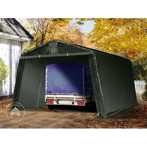 TOOLPORT Carpa Garage 3,3x4,7 m PE 600 N Garaje portátil Cobertizo Compacto de Almacenamiento Refugio 100% Impermeable verde (1/5)