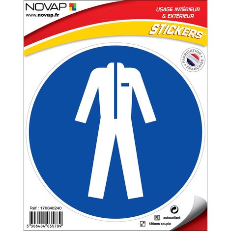 Panneau Vetements de protection obligatoires - Vinyle adhésif Ø180mm - 4035789