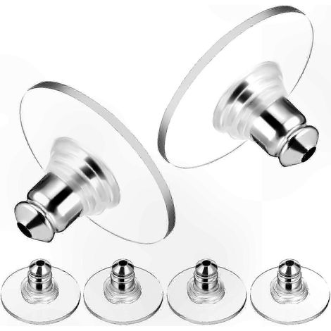Bouchons de boucles d'oreilles en silicone - Lot de 6, embouts de sécurité à verrouillage pour accessoires de remplacement, pièces de fixation pour piercings. (1/4)