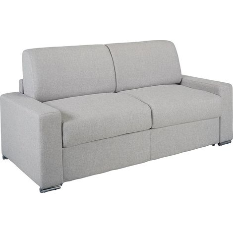 Canapé 3 places convertible express en tissu gris - Couchage 140 cm - Matelas 16 cm avec mousse à mémoire de forme CALITO