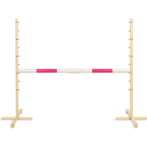 Obstáculo de salto para caballito de juguete de 160 cm, altura 120 cm, viga rosa (1/5)