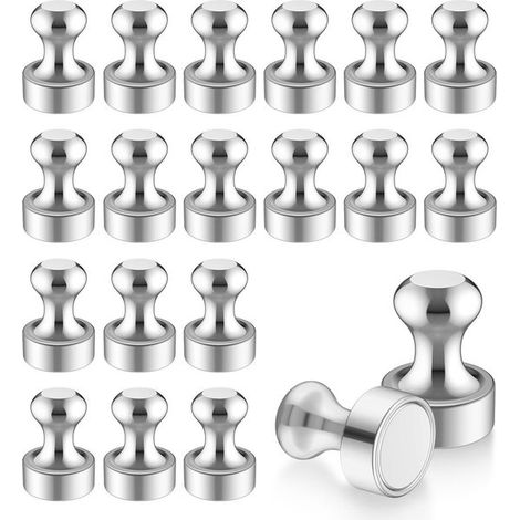 20 punaises magnétiques. Aimants puissants pour réfrigérateur, tableaux blancs et accessoires de bureau. (1/5)