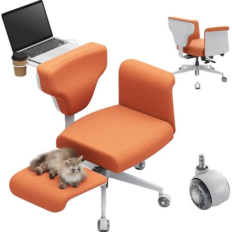 Chaise, Reclinable Multi-Position, Design Ergonomique, Orange (1/2)