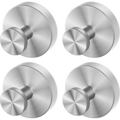 4-piece set of suction cup hooks for kitchen and bathroom, reusable towel holder with suction cup, no drilling required, sturdy, multifunctional wall hooks for bathrobes, loofah sponges and coats, sil (1/4)
