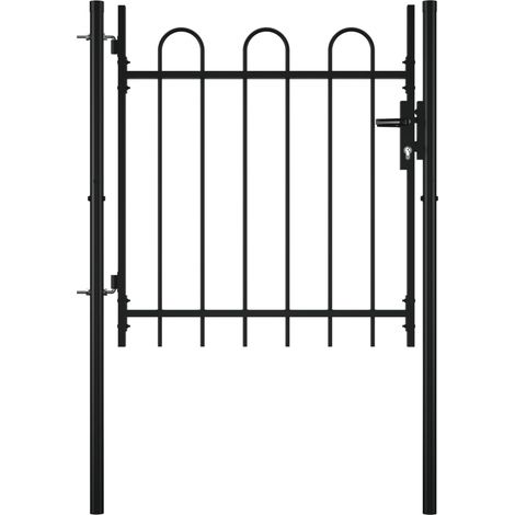 Portail simple de jardin Portillon Grillage Portail de Clôture avec haut arrondi 100 x 75 cm 24106 (1/5)